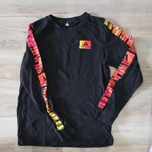adidas Black Long Sleeve Shirt with Orange-Red Gradient Accents